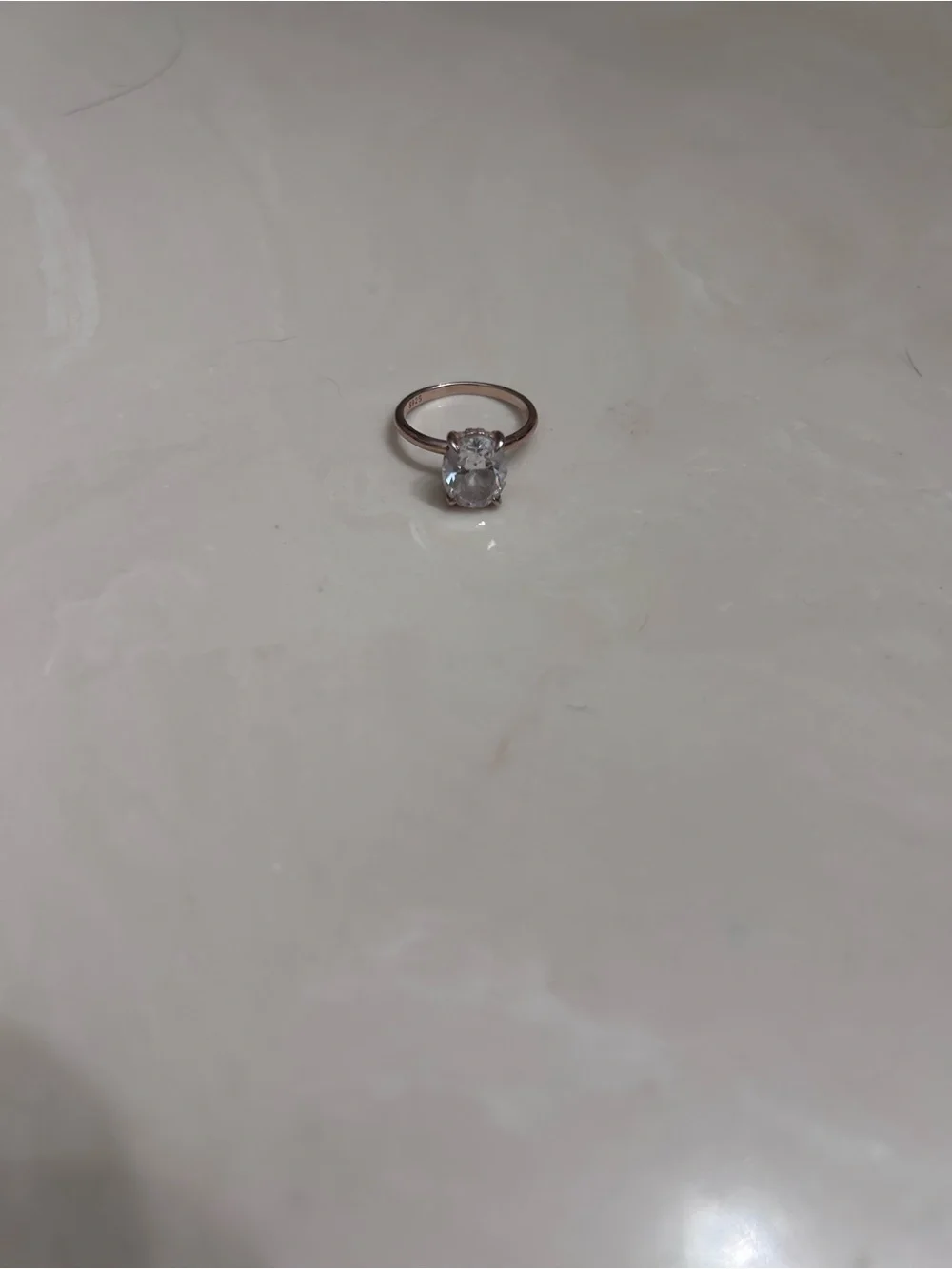 Sparkling Clear Stone Rose Gold Solitaire Ring - Women's Jewelry